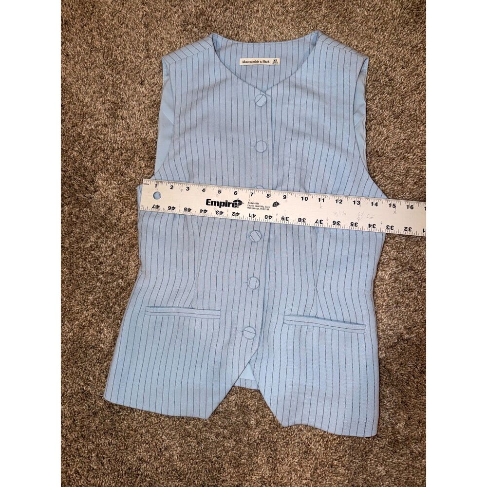 Abercrombie Fitch Mara Tailored Vest Top Light Blue Pinstripe Button Wns XS-742